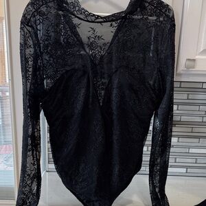 Elegant Black Lace Bodysuit